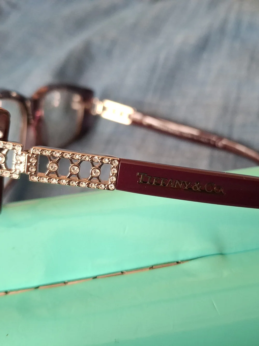 Tiffany & Co. Women's Deep Purple Eyeglass with Crystal-Studded Temples